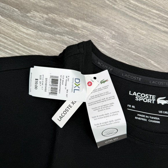 Lacoste Sport Shirt Mens XLT Black Big Green Crocodile Logo Tee Short Sleeve - Picture 5 of 13